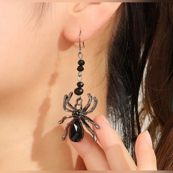 Spider Dangle Earrings Black Halloween Fall Costume Accessories - Picture 4 of 6